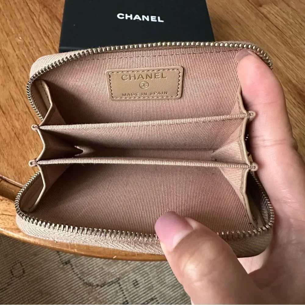 Chanel Tan Quilted Leather Wallet